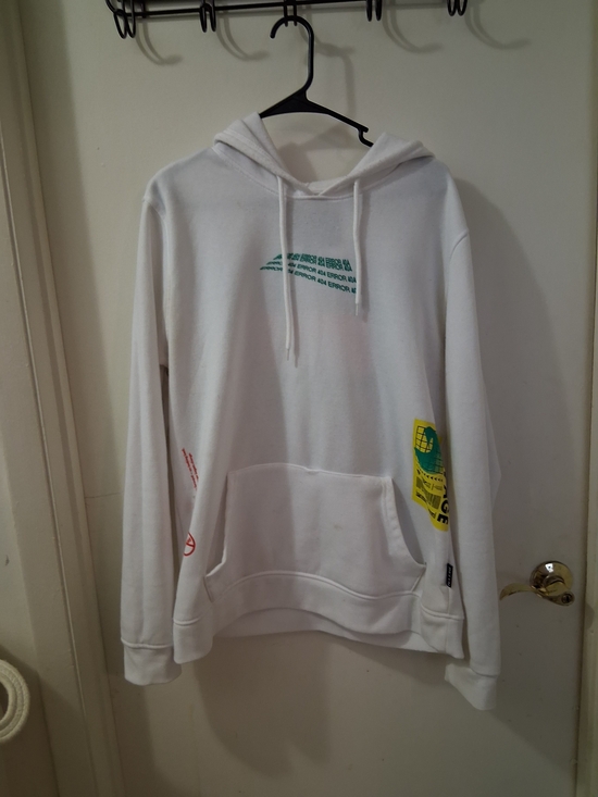 Brooklyn Cloth Other - Brooklyn Cloth Mens White Graphic Print Pullover Hoodie Fleece Pockets Size L